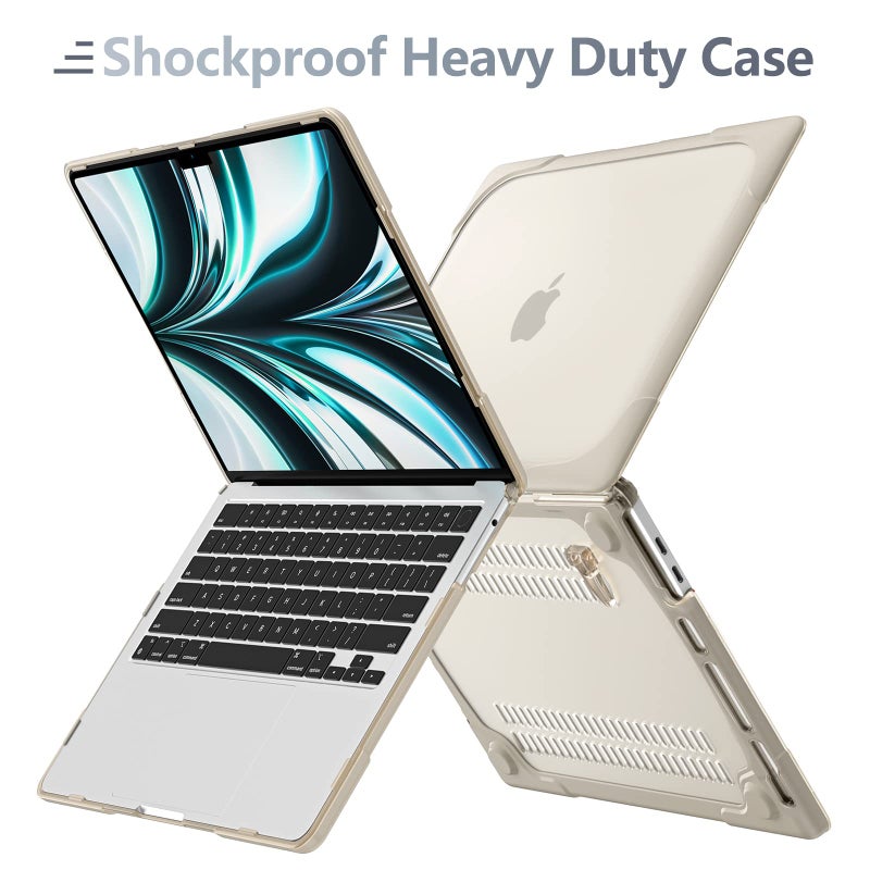 Batianda Heavy Duty Case for MacBook Pro 13 inch M1/M2 Chip 2022 2020 Model A2338 A2289 A2251, Ergonomic Foldable Kickstand (Holds 22lbs) Matte Translucent Protective Cover Keyboard Skin, Khaki - Image 3